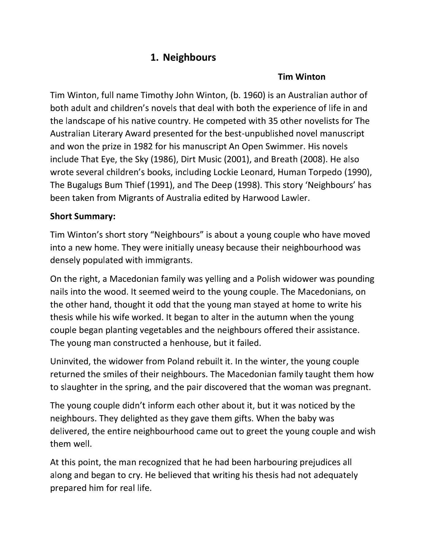 Class 12 English Literature - All Summary, Short and Long Answer Questions Part 1